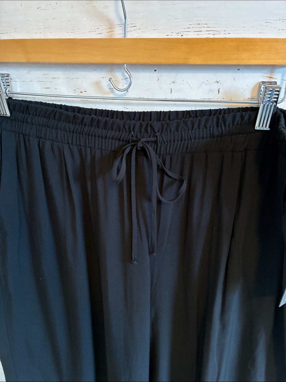 Apt. 9 Black Rayon Wide-Leg Drawstring Waist Palazzo Pants, size L, NWT - Picture 5 of 15